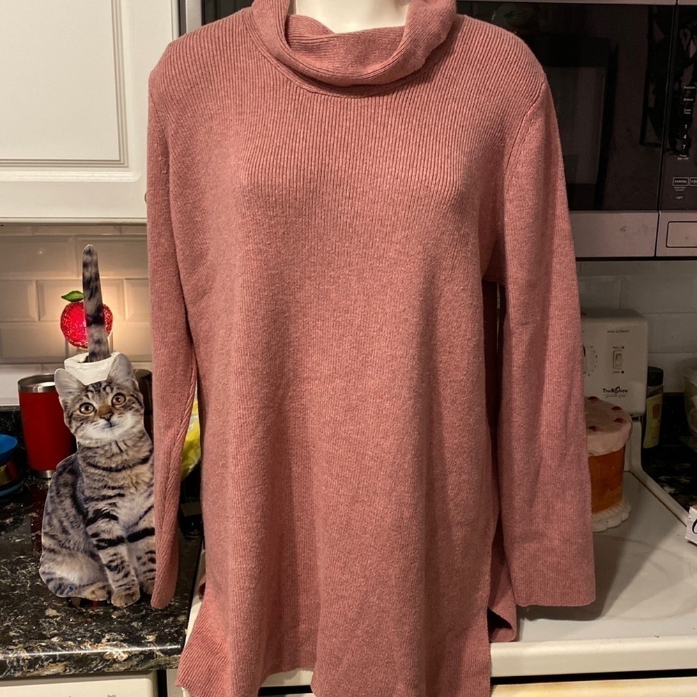 P womens J Jill solid rosé color king sleeve stretch pullover sweater size L
